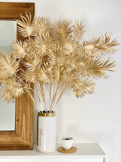 1 قطعة نبات اصطناعي مطلي بالذهب بطول 70 سم مع سلك، زهرة صناعية واقعية لديكور المنزل والزفاف وحفلات العطلات والأحداث الخارجية وديكور عيد الميلاد
