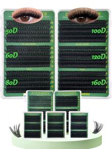 600/570/300/290/270片 CC 浓密分段式假睫毛簇，30D+40D+50D+60D+80D+100D+120D+160D 混合浓密黑色自然蓬松单根睫毛，可在家DIY，浓密型，易于新手佩戴，持久时尚，佩戴舒适，适合派对、聚会、旅行等各种场合，长度10-16毫米混合装 - CC - 查看 4