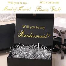 Chỉ 1 miếng dán phụ kiện đám cưới, miếng dán hộp quà tặng phù dâu, miếng dán vinyl chống thấm nước có thể tháo rời câu nói "Em sẽ làm phù dâu của anh chứ", trang trí hộp quà cưới - Vàng - Xem 1