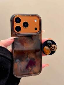 Tortoise Shell Maillard Brown Tie Dye Gemstone Stand Phone Case Compatible With IPhone 17 Pro Max, 17 New, 16 Pro, 14, 13, 15 Full Body Protective Cover, Fashionable - Brown - View 1