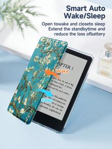 E-Book Case Compatible With Kindle Paperwhite 7inch 2024,Kindle (11th Generation) 2022 Release,Kindle Paperwhite 11th Gen 2021,Kindle Colorsoft Signature Edition, Soft Transparent TPU Back Cover Auto Wake/Sleep Oil Painting Illustration