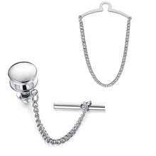 Sanfenly 男士领带夹 - 黑色、蓝色、金色、银色领带夹带链套装 - 情人节、父亲节 - 黑金銀 - 查看 9