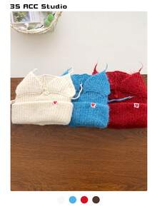 Color-Blocked Cute Pacifier Knitted Beanie Hat, Women's Autumn/Winter Warm, Simple & Versatile, Compact, Elastic Ear Protection Knitted Knit Cap Winter Gear Men's Winter Clothing