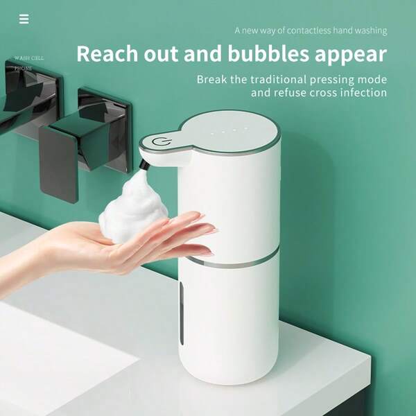 RAF 1pc 380ml/13.28oz Non-Contact Automatic Soap Dispenser, 500mAh USB Rechargeable Touchless Foam Soap Dispenser For Bathroom And Kitchen