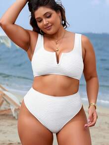 Swim Vcay Bộ bikini không dây trơn cỡ lớn đi biển mùa hè - trắng - Xem 4