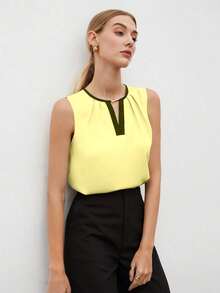 MARILYN MONNA New Women's Elegant And Romantic Urban Chic Versatile Office Wear Blouse, Suitable For Wedding Guest, Party, Concert, Brunch, Airport, Daily Fashion, Black Block Off Shoulder Top - 淡黃色 - 查看 4