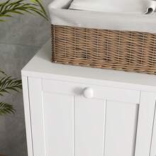 Kleankin Laundry Cabinet, Bathroom Cabinet With 2 Tilt-Out Hampers, Modern Laundry Storage Cabinet For Washroom, White - trắng - Xem 8