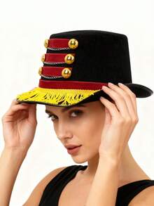 Adult Ringmaster Hat, Circus Costume Accessories, Perfect Gift For Female Tamer Costume, Lion Tamer Hat, Suitable For Masquerade Ball, Role Play, Theater Performance, Fashion Show Or Bold Personal Items As Theme Events, Great For Halloween