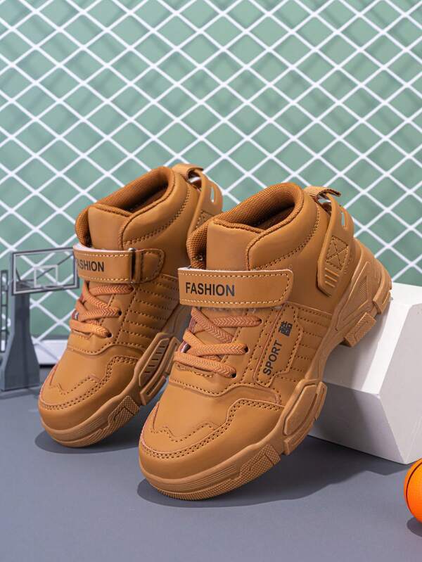 Zapatos deportivos de media caña para niños, zapatos deportivos casuales antideslizantes, zapatos de running de cuero versátiles y de moda, zapatos suaves y cómodos para estudiantes, para otoño/invierno