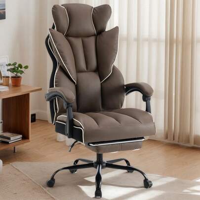 Cadeira de escritório, cadeira, assento estofado ergonômico, cadeira gamer, equipada com apoio para os pés retrátil, mesa e cadeira de encosto alto para casa, cadeira de mesa, cadeira giratória