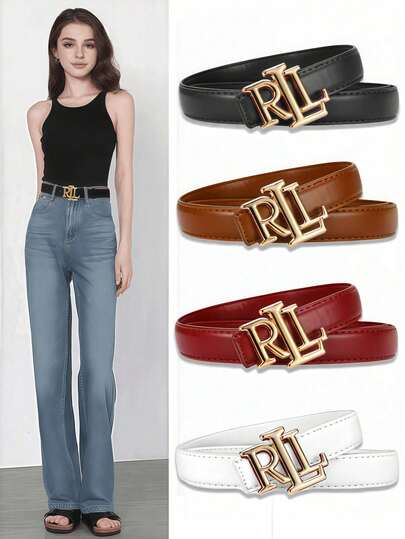 1pc New Letter Smooth Buckle 2.5cm Wide Women's Belt, Classic Fashion Personalized Design, Versatile Match With Jeans, Great Mother's Day Gift (In-Stock With No Defects)