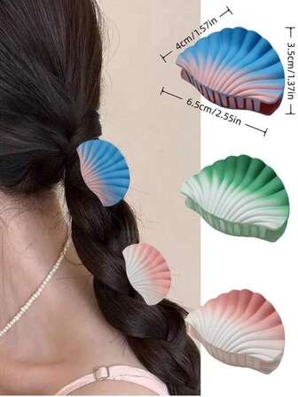 Nuevos clips para el cabello con efecto degradado mate y brillo soñador, accesorios elegantes y románticos para el cabello con forma de concha, rellenos de calcetines navideños, regalos navideños, regalos para mujeres