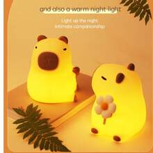 Capybara Night Light - Adjustable Brightness Touch Control Silicone Night Light, USB Rechargeable Bedroom Lamp, Cute Capybara Nightlight, For Room Decor And Fun Gift - Multicolor - View 6