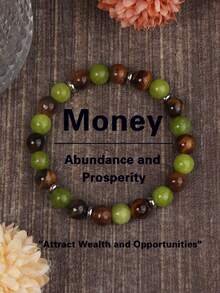 8mm Peridot & Tiger Eye Wealth Bracelet For Women Men, Attract Abundance & Prosperity, Opportunities, Good Fortune Healing Yoga Meditation Jewelry For Women