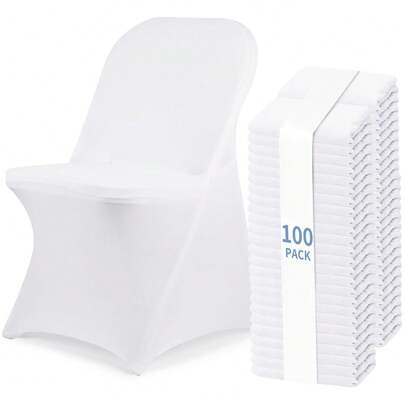 Tomnk 36/55/100 Pcs Spandex Stretch Folding Chair Covers - Universal Fitted Washable Slipcovers For Dining, Party, Wedding, Banquet & Thanksgiving Christmas Decoration