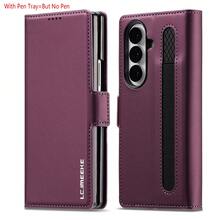 OUKNOEO Ốp điện thoại giả da thời trang công sở, phù hợp với Galaxy Z Fold 7 6 5 4 3, có khe cắm bút và 3 khe cắm thẻ, kiểu ví sang trọng chống trộm. - Màu tím - Xem 15