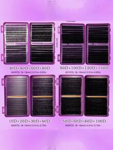 800640/621 621pcs D-Curl Synthetic Eyelash Set, Includes 10D+20D+30D+40D/50D+60D+80D+100D/80D+100D+120D+150D - Handmade, High-Quality D-Curl Synthetic Eyelashes, Natural Curl, Customizable Eyelash Set - Reusable, Lightweight And Easy To Use, Eyelash Extension, Natural Lashes, Large Eyelash Extension, Eyelash Set - D - View 11