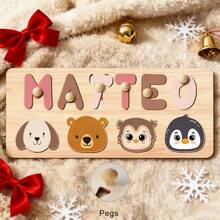 1pc Customized Name Puzzle, Personalized 3D Letter Puzzle And Wooden Name Puzzle. Ideal Gift For Baby Boys Or Girls, Suitable For Birthday, Christmas, Anniversary! - 桃棕 2排 - 查看 11