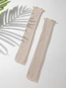 1 双女士优雅针织肘长袖保暖袖套，适合冬季户外穿着 Y2K 长手套 - 彩色 - 查看 6