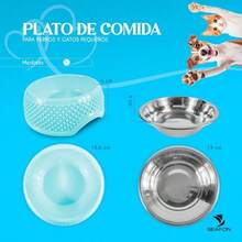 2 Platos para Perro o Gato de Acero Inoxidable Set de 2 Piezas de Cuencos para Mascotas Apilables y Antideslizantes Fáciles de Lavar para Gatos Perros pequeños y Cachorros Azul - Azul - Ver 5