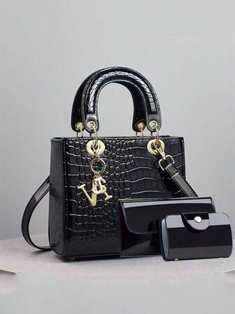 3 Pieces Set: Fashionable Shoulder Bag With Small Square Bag, Large Capacity Handbag, Classic Elegant And Generous, Durable And Convenient For Outings, Suitable For Traveling, Shopping, Valentine's Day Gift, Versatile Shoulder/Crossbody Tote Bag