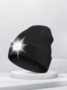 LED针织帽，户外、露营、运动、保暖、照明、多款式可拆卸、夜间户外步行帽、骑自行车、徒步旅行、旅行、钓鱼、工作、免提照明帽 - 彩色 - 查看 1