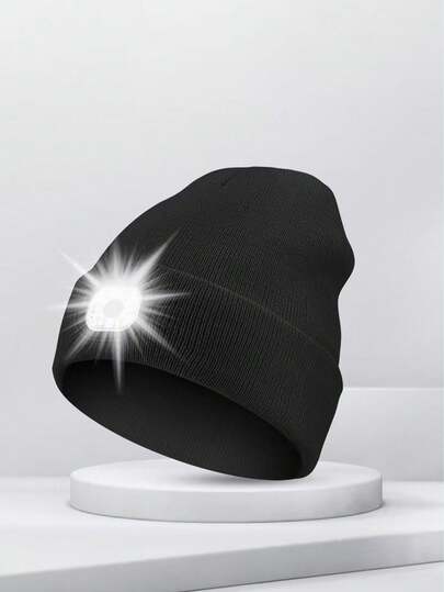 LED Knitted Beanie Hat, Outdoor, Camping, Sports, Warm, Lighting, Multi-Style Detachable, Night Outdoor Walking Cap, Cycling, Hiking, Travel, Fishing, Work, Hands-Free Illumination Hat