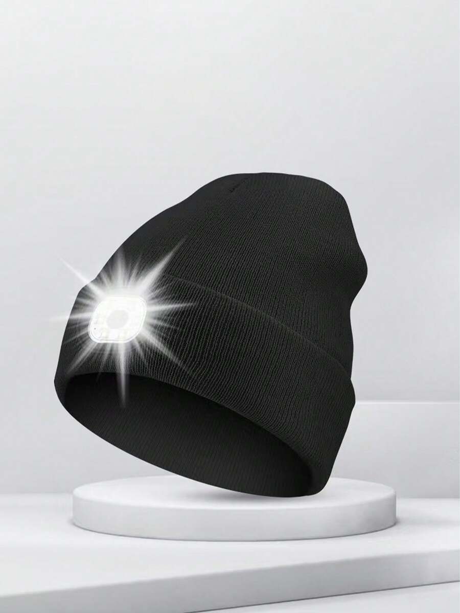 LED针织帽，户外、露营、运动、保暖、照明、多款式可拆卸、夜间户外步行帽、骑自行车、徒步旅行、旅行、钓鱼、工作、免提照明帽 - 彩色 - 查看 1