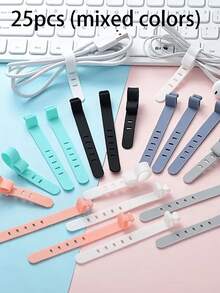 3pcs 5-Hole Silicone Cable Organizer: Keep Your Headphones, Chargers, And Data Cables Neatly Organized And Easily Accessible! Reusable Silicone Cable Organizer For Storing And Managing Cables, Equipped With A Strap And Multi-Function Clip, Suitable For Keeping Food Fresh And Headphone Cables Tidy. (Random Color)