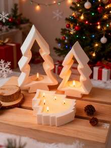 1个DIY圣诞树烛台硅胶模具，环氧树脂模具，圣诞石膏工艺礼品制作模具，家居装饰