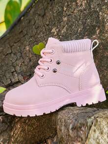 Kids Outdoor Boots, Boys Hiking Boots, Girls Fashion Casual Ankle Boots - Pink - View 3