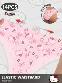 Sanrio 14pcs Assorted Sanrio Kitty Low Waist Printed Seamless Briefs For Women