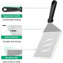 Metal Spatula Set Of 2 Large 12x5In Stainless Steel Griddle Spatula Turner Heavy Duty Griddle Tools For Teppanyaki Flat Top Hibachi Grilling Camping Cooking Plastic Handle And Dishwasher - PP手柄 - 查看 4
