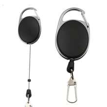 Retractable Key Chain Reel, ID Badge Holder, Card Clip, Backpack Hanging Strap, Carabiner, Keyring, Retractable Tool - Black - View 9