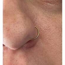 Longita Fake Lip Ring And Nose Piercing Set - Ball Spike, Hoop, Stud, Stick-On Bridge And Eyebrow Ring - Silver, Gold, Black{"Color_name":"3-Gold"} - 3-gold - View 6
