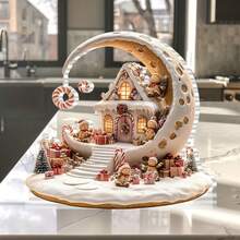 15.01 厘米 X 16.0 厘米波西米亚风格亚克力圣诞屋雕像 - 适合家庭、办公室、卧室、咖啡厅的节日桌面装饰 - 多用途家居主题装饰标志和牌匾 - 独特的圣诞礼物 - 彩色 - 查看 1