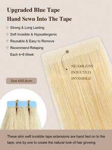 10PCS Bleach Blonde Seamless Injected Hand-Tied Pro Quality Virgin Human Hair Invisible Tape In Hair Extensions Human Hair Straight Tape Ins