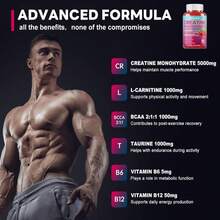 Creatine Monohydrate 8000mg Gummies With BCAA, L-Carnitine, Taurine &Amp; Vitamin B12 - Pre Workout Supplement For Muscle Growth, Strength &Amp; Energy - Pineapple Flavor Gummies, 180 Count For Men &Amp; Women - Flavor NameC - 查看 5