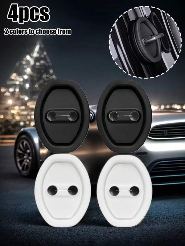 Universal Car Door Lock Silicone Protective Covers -Thick Anti-Collision & Noise Reduction, Rust-Proof Protective Pads For Car Doors, Fit For All Vehicle Models, Easy-To-Install Silicone Sleeves, 2 Color Options (Black/White) - Essential Auto Accessories For Smoother Door Closing & Long-Lasting Lock Protection,Sleek Car Accessory, Flexible Protection,Essential Door Protection Cover,Christmas Gift, Thanksgiving Gift