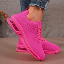 Women's Fashion Air Cushion Lace-Up Versatile Running Shoes, Casual Sneakers, Matching Couple Outdoor Running Shoes - Hot Pink - View 5