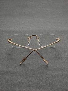 1 副男士小号无框矩形眼镜，现代简约风格，优雅流行设计，清晰镜片，适合日常生活、街头、办公室、阅读、看电视、游戏、打电话、商务休闲等场合，时尚配饰。