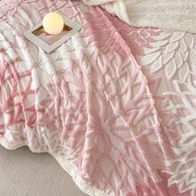 1pc Thick Double-Layer Bohemian Style Jacquard Faux Fur Fleece Blanket, Soft & Warm, Reversible For Bed, Sofa, Office, Car, Travel, Picnic, Party, All Seasons