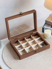 1 件大容量珠宝托盘，胡桃木纹天鹅绒珠宝盒，多层珠宝收纳盒，浴室收纳盒，珠宝容器
