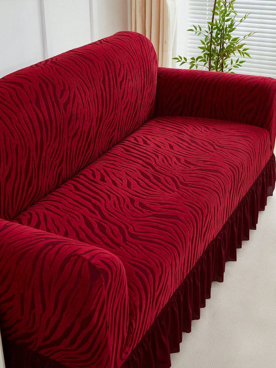 1pc Jacquard Skirt Style Elastic Sofa Cover Thicken Anti-Slip Sofa Slipcovers For Living Room Bedroom Outdoor Sofa Protection Pet Stain Prevention 4-Season Sofa Seat Cushion Cover For L-Shaped Single Seat Recliner And 1/2/3/4 Seater Sofas Autumn Home Decor Sofa Throw Cover All Seasons Easy To Install And Remove