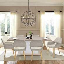 FurnitureR Conjunto 2 Sillas Comedor Modernas Tela Boucle Mediados Siglo Tapizadas con Respaldo y Asiento Acolchado con Patas Metal Beige(Beige) - Tipo 4 - Ver 3