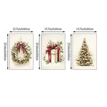 1/3pcs Vintage Christmas Wall Art Picture Rustic Holiday Prints Canvas Paintings Featuring Wreath, Gift Box, And Tree Posters Neutral Festive Wall Decor For Living Room, Farmhouse, Bedroom Or Entryway Room Decor Gift For Her Unframed - Multicolor - View 7