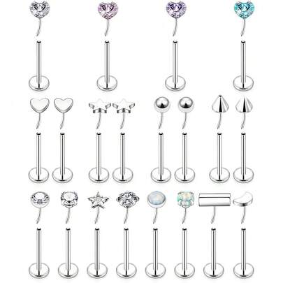 20/18g Threadless Push Pin Nose Stud Rings Flat Back Comfy Ear Cartilage Tragus Forward Helix Earrings Piercings Jewelry With Flatback For Women Hypoallergenic Surgical Stainless Steel{"Size_name":"1.0mm"}