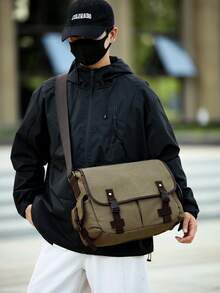 2026 Autumn New Canvas Tote Bag, Large Capacity Men's Shoulder Bag, Fashion Casual Crossbody Messenger Bag, Student Backpack - Multicolor - View 3