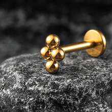 Giga 1 buc ASTM F136 titan mini 3 mărgele cluster fără fir labret piercing buză spate plat șuruburi cartilaj tragus helix conch cercei stud nas piercing bijuterii clasice