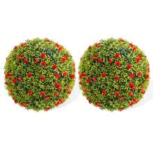 Meiyiu Artificial Topiary Balls For Home Decor, Large Hanging Topiary Balls For Indoor Outdoor Decor Wedding Housewarming,With Flowers - Red-16.5 Inch-2 Pack - View 8